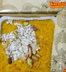 Singhar Mithai or Sev Barfi tray at Karachi Sweet Mart MG Road