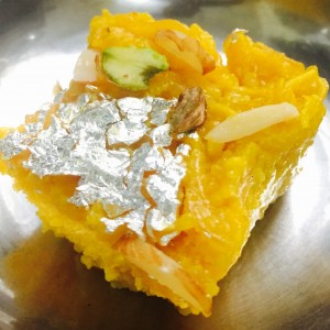 Singhar Mithai or Sev Barfi piece at Karachi Sweet Mart MG Road