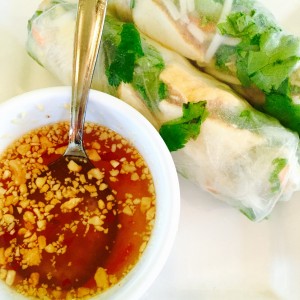 Goi Cuon Chay with tofu vermicelli lettuce bean sprout mint and cilantro