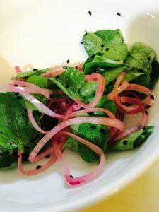 Watercress and pickled red onions