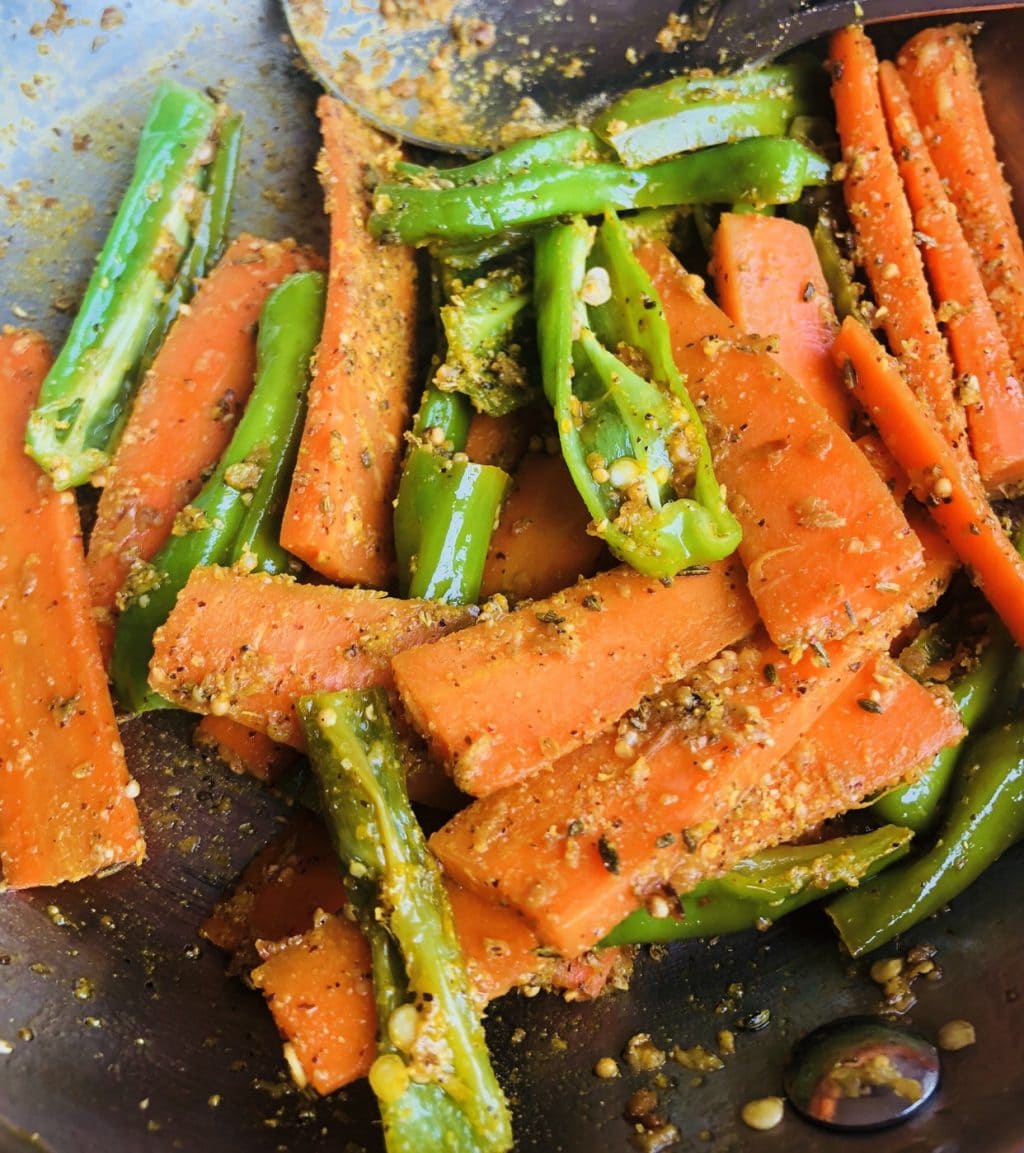 Fresh Gajar and Mirchi Pickle for Chana bhatura