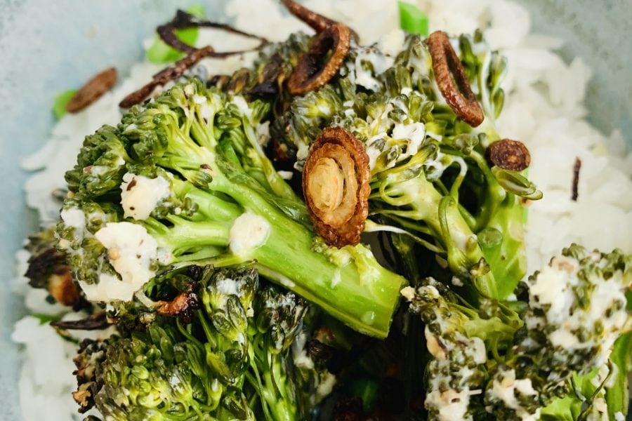Premium Natural Koshihikari rice with Oven Roasted Broccolini