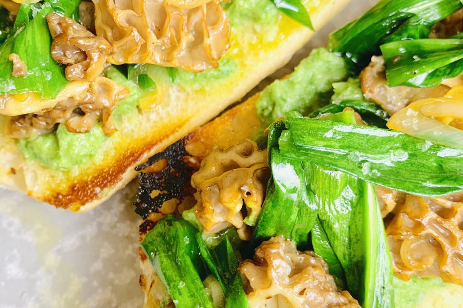 Morels and Ramps on Toast