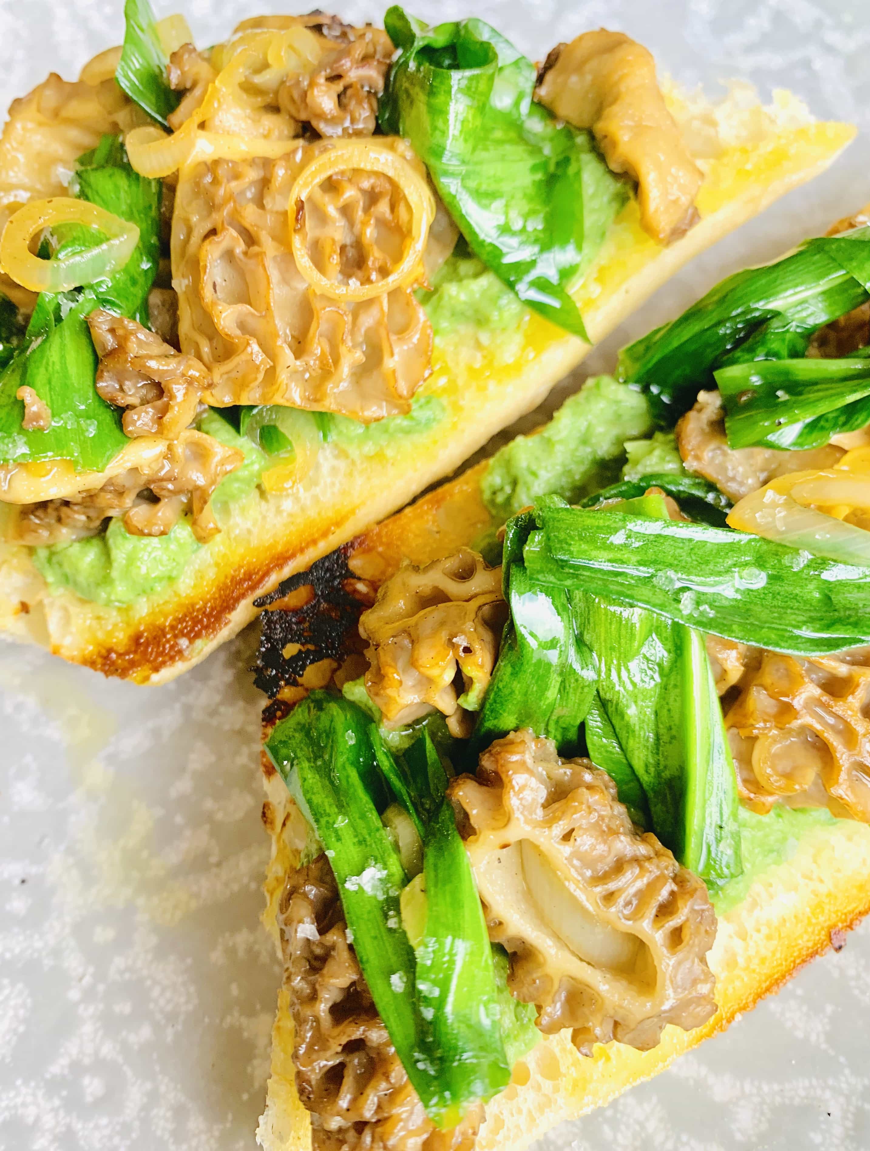 Morels and Ramps on Toast