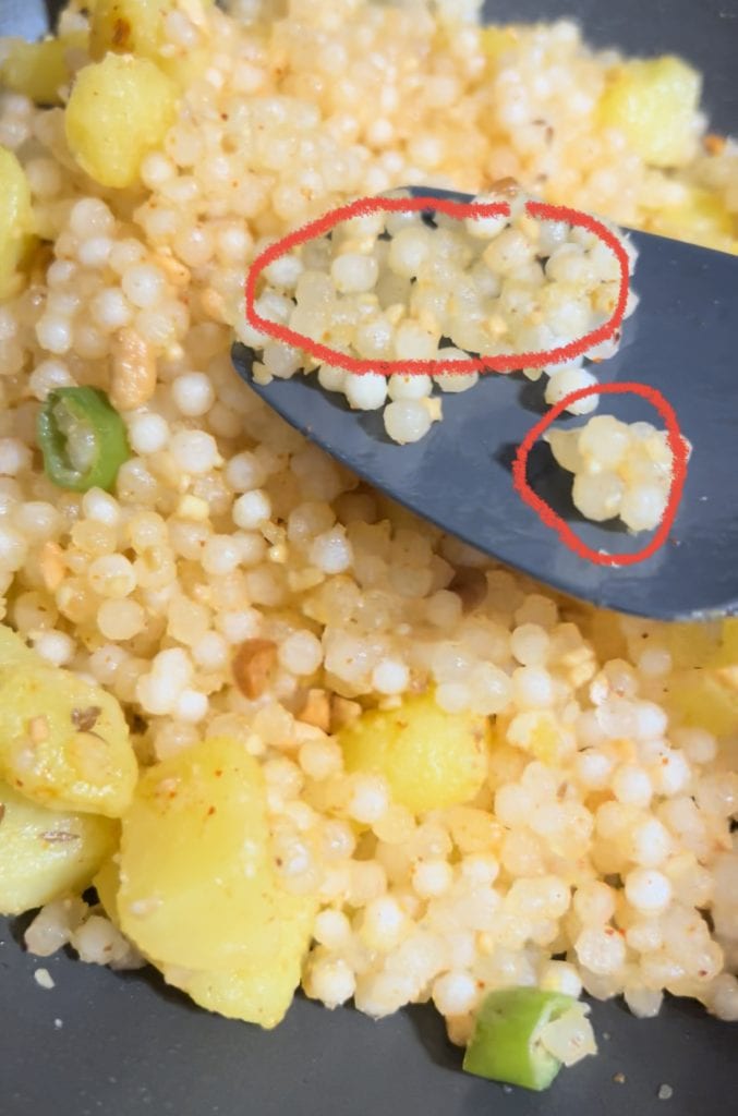 Perfect sabudana khichdi which is mostly seperated but with few raising sized clusters